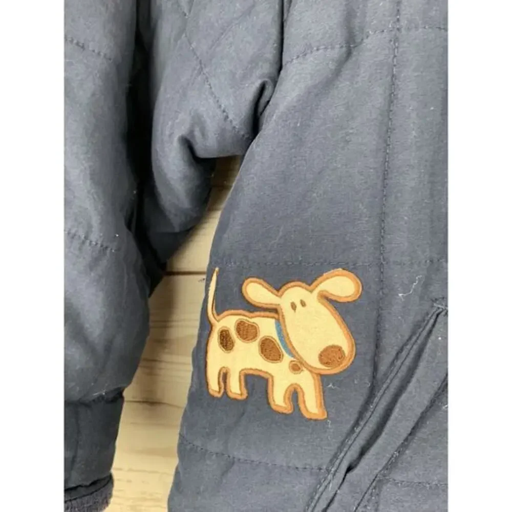 Le Petit Rothschild Boys Coat 48M Navy with dog patches hooded‎